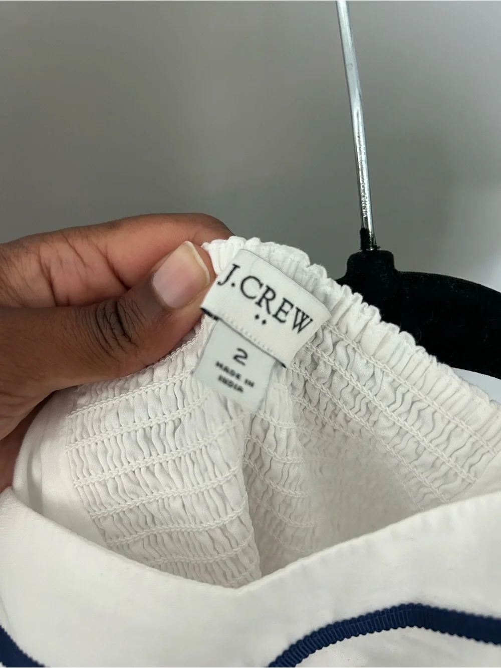 J. Crew White Midi Sundress with Navy Trim